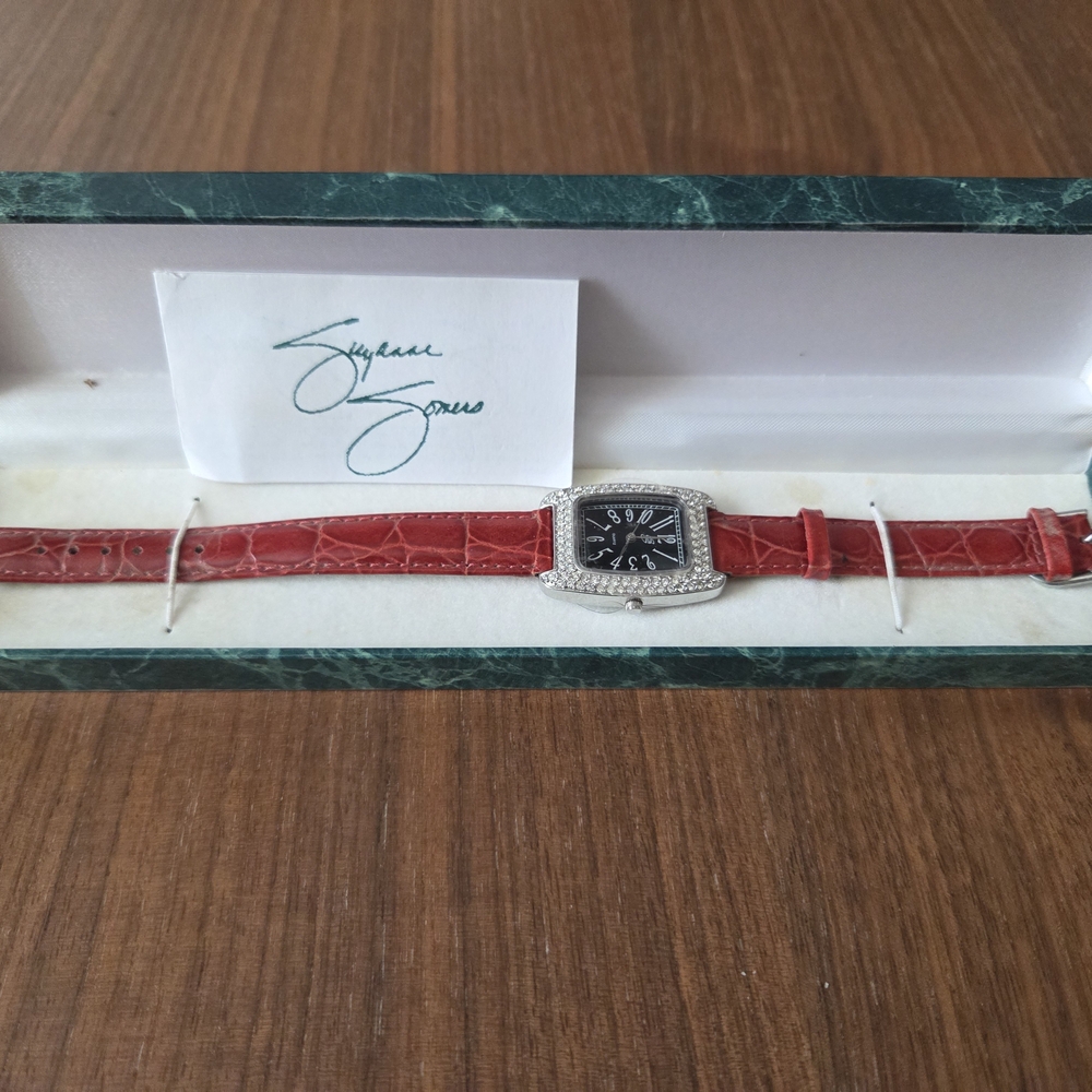 Suzanne Somers Red & Silver Women's Watch, Needs New Battery, Missing One Stone